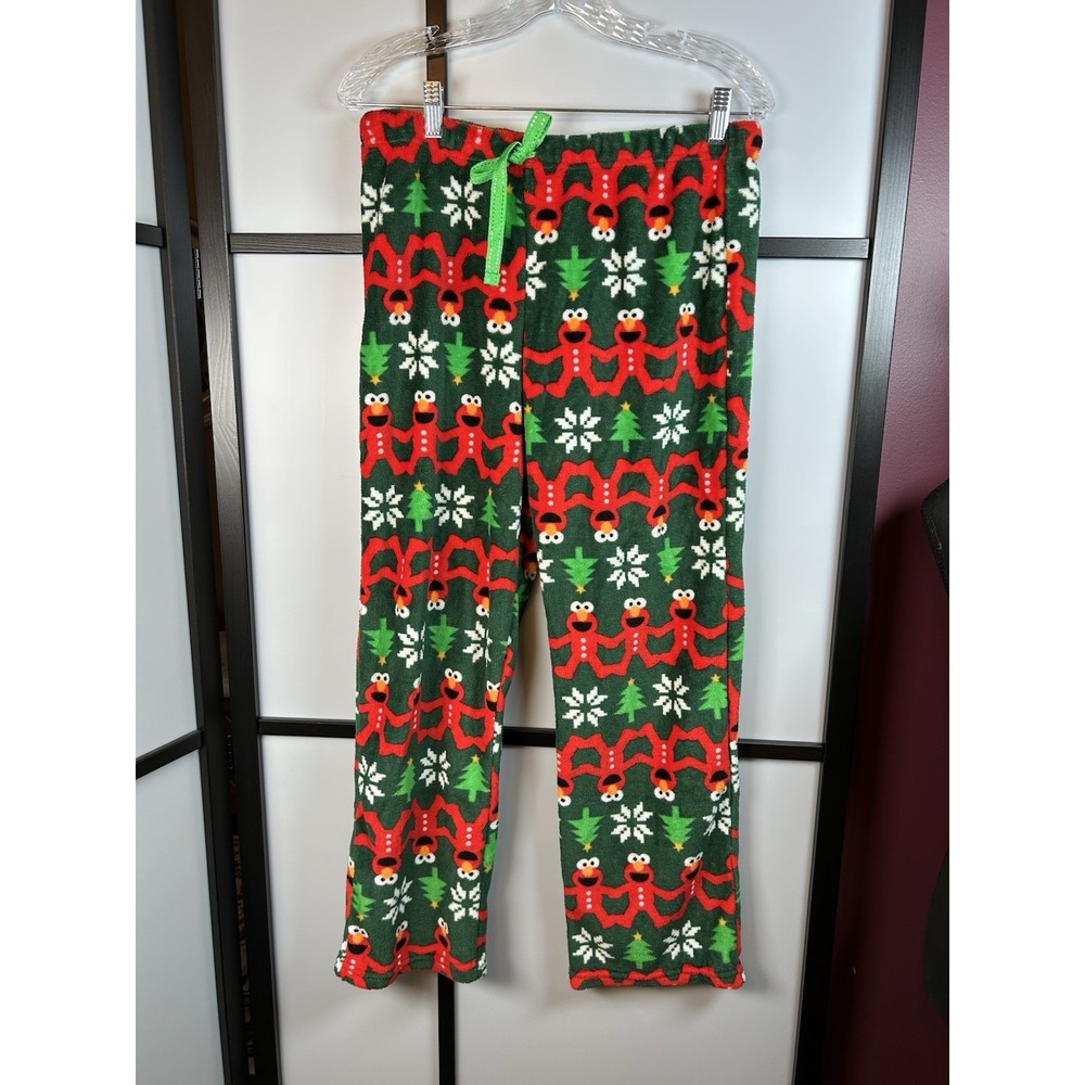 Sesame Street Elmo Christmas Holiday fleece pajama pants Women's Size Small